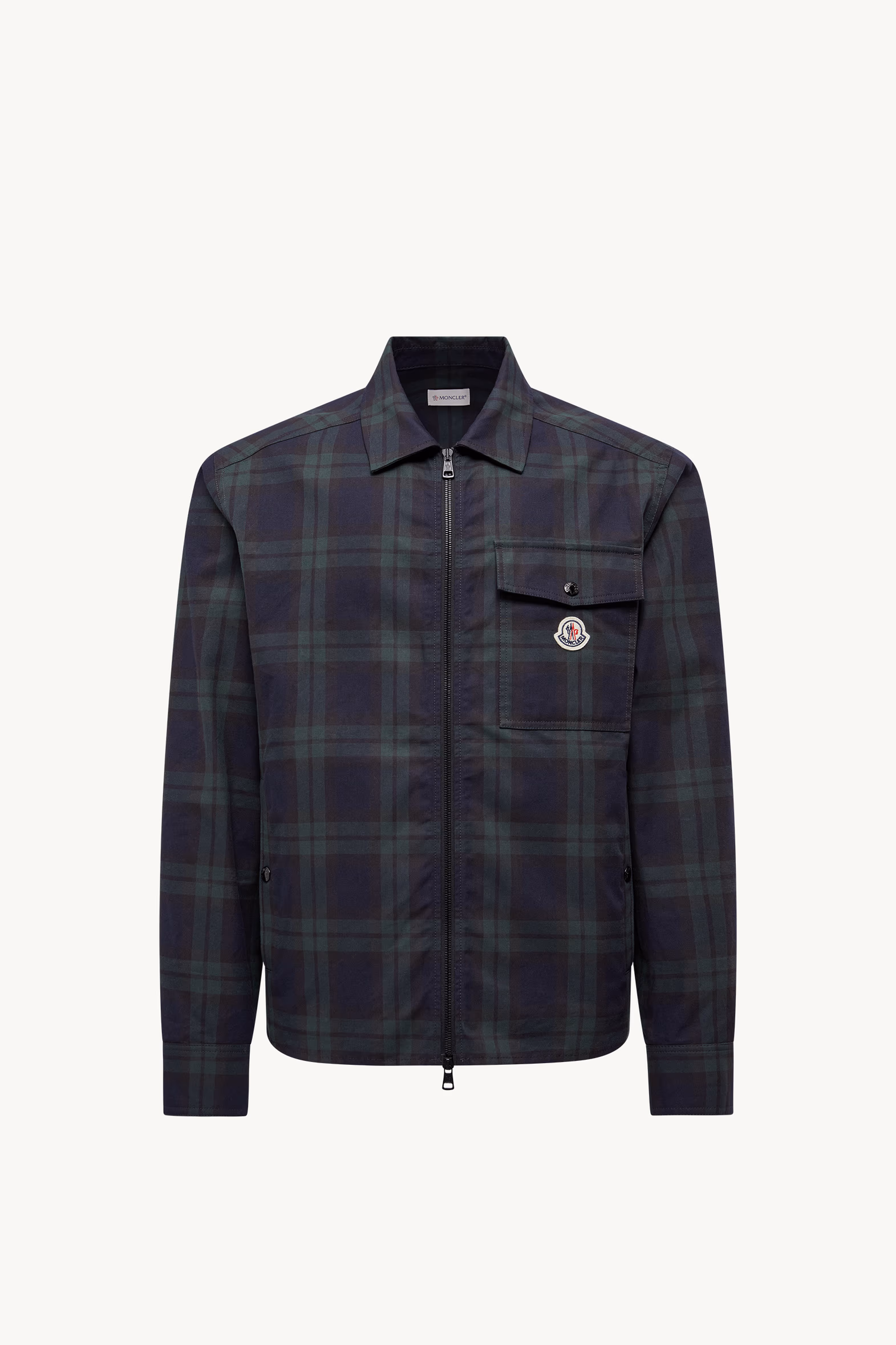 Checked Cotton Gabardine Long Sleeve Shirt Men Black Moncler 2